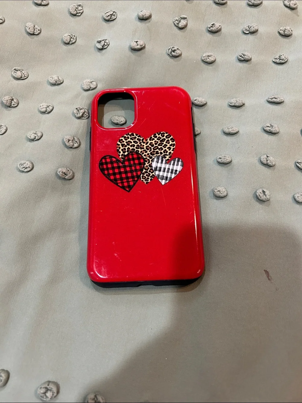 Red Heart Pattern Protective Phone Case for iPhone